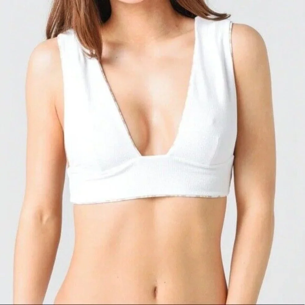 TAVIK Beth Reversible‎ Swim Top Textured Sunny Lime Stripe